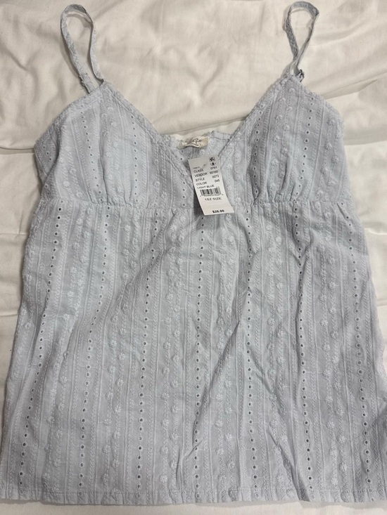 Brandy Melville Tops - Brandy Melville Light Blue Eyelet Tank Top
